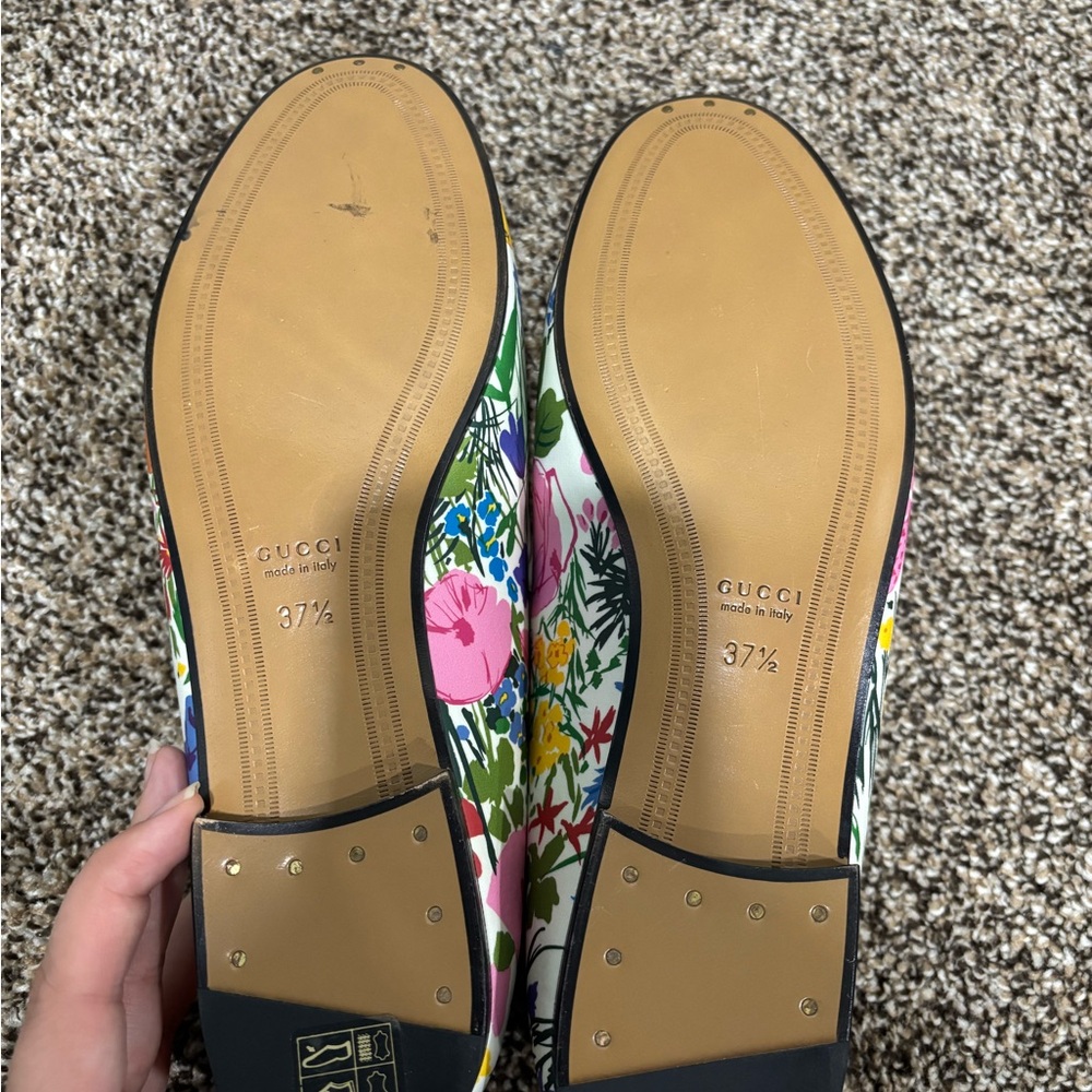 Gucci Floral Print White Leather Horsebit Loafers / Gucci X Ken Scott Jordaan - Picture 2 of 5
